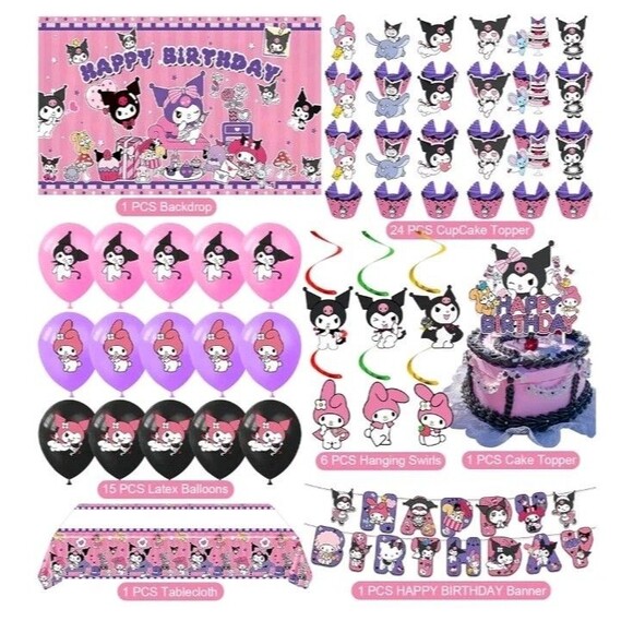 Kuromi Birthday Party Supplies, Party Decoration Set Include Banner,... - Picture 3 of 7